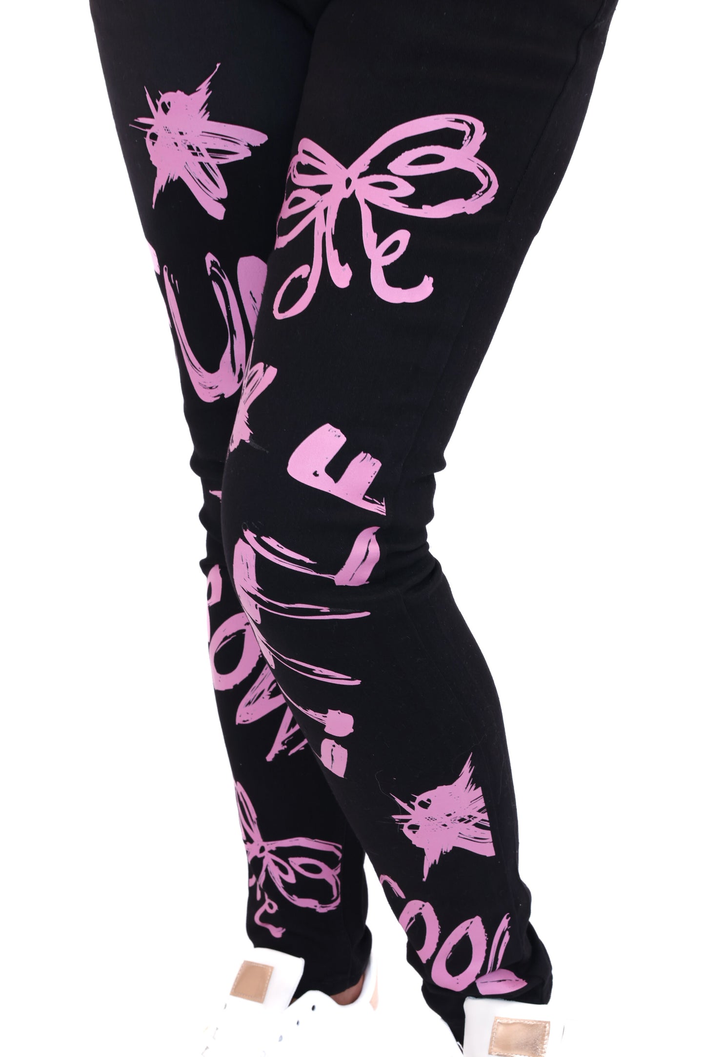 SPODNIE JEANS NAPISY - LITTLEBOW