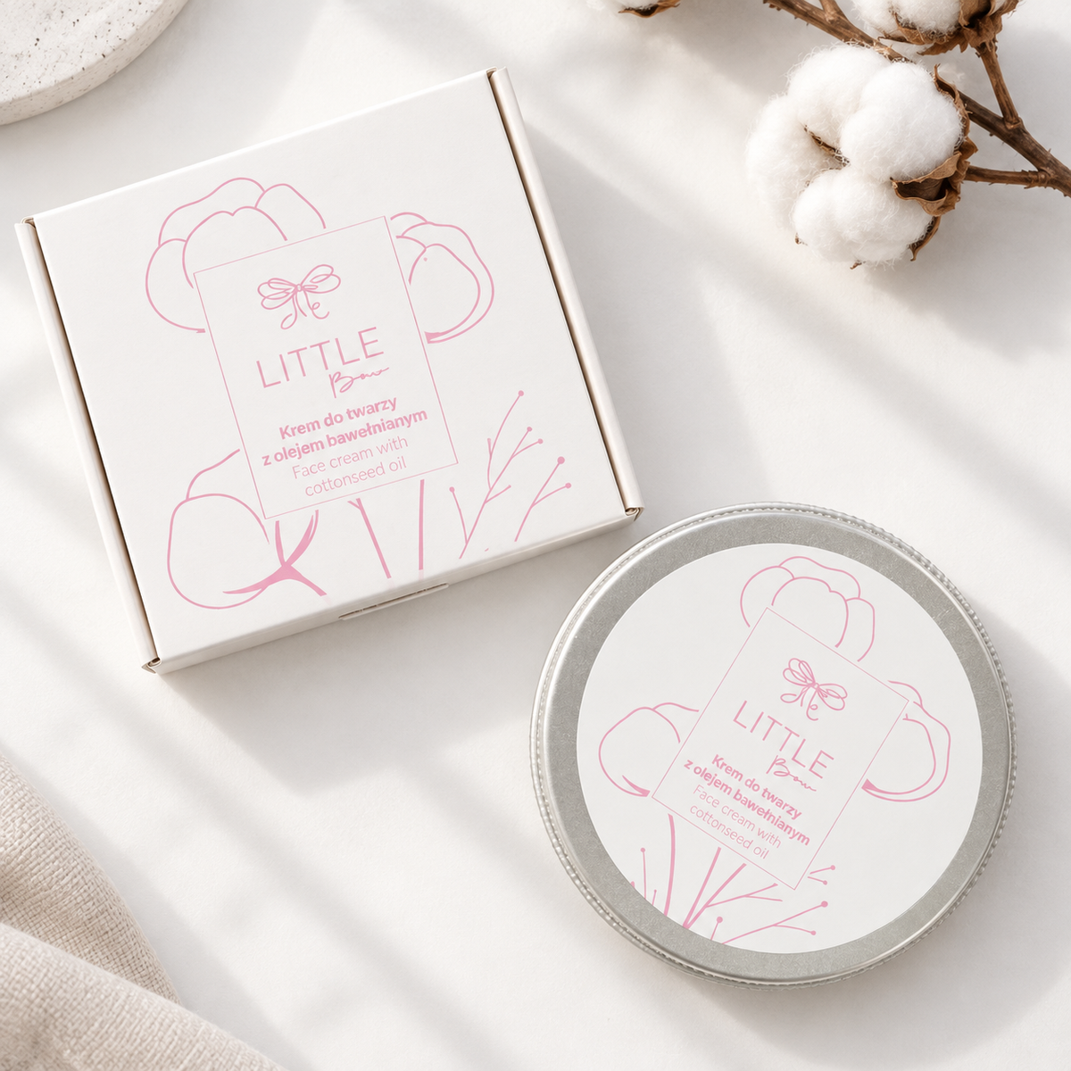 Krem do twarzy z olejem bawełnianym Little Bow Cosmetics
